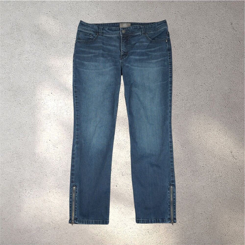Chico's So Slimming Ankle Zip Jeans Women's 12 Blue Mid Rise Casual Work Preppy